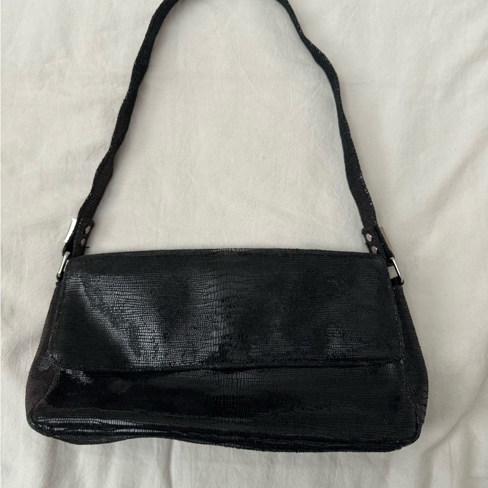 Wilson’s Leather/Pelle Studio Black Shiny Leather Shoulder Bag